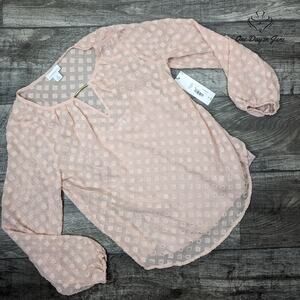Liz Claiborne Rose Quartz Sheer Long Sleeve Top with Cami Size XS
